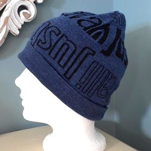 Just Cavalli blue wool blend logo toque hat 🐸